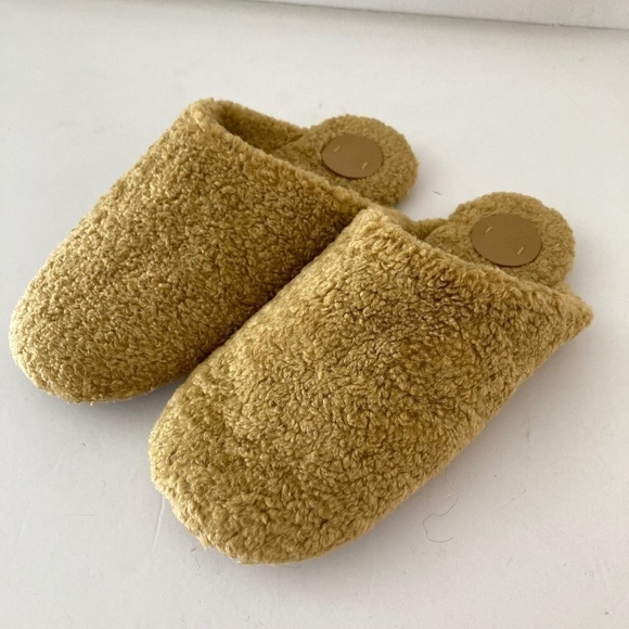 NWOT Anthropologie Nubby Mustard Yellow Boucle Slide Slippers Sz S 5-6 - Picture 1 of 4